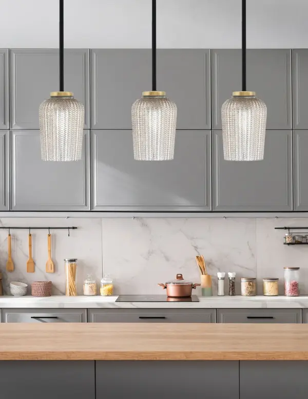 Sandia 1 Light Mini Pendant with Silver Textured Glass - Image 3