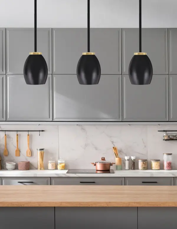 Sandia 1-Light Mini Pendant in Matte Black & New Aged Brass - Image 3