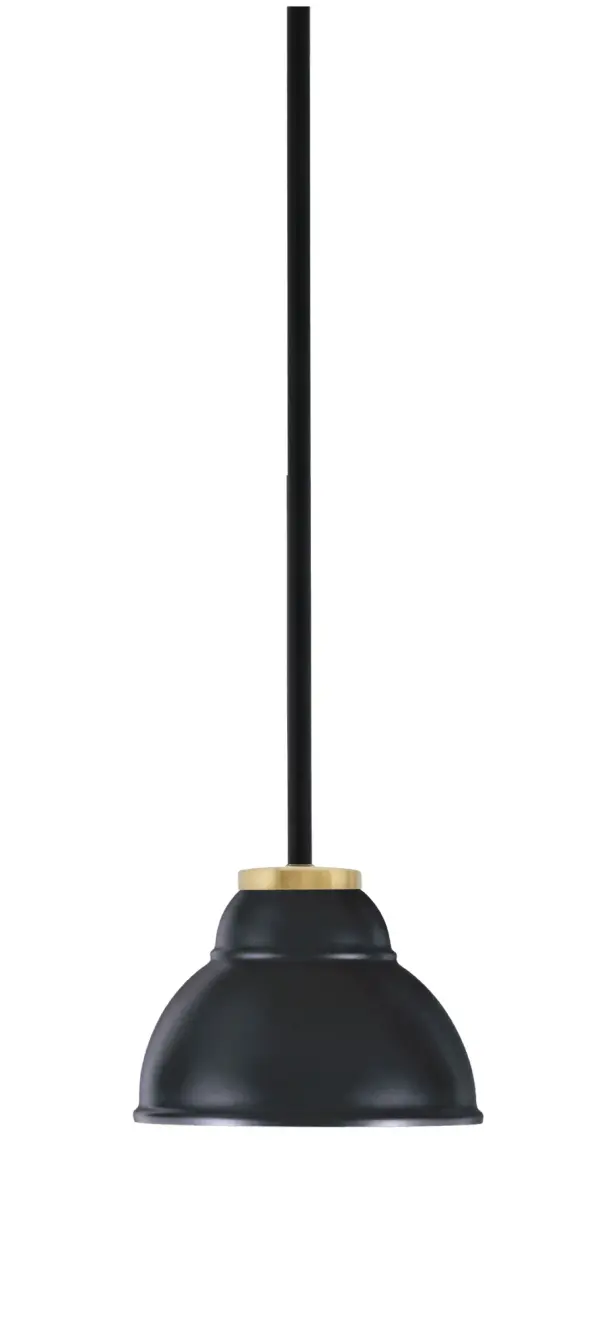 Sandia 1 Light Stem Mini Pendant in Matte Black & New Aged Brass - Image 1