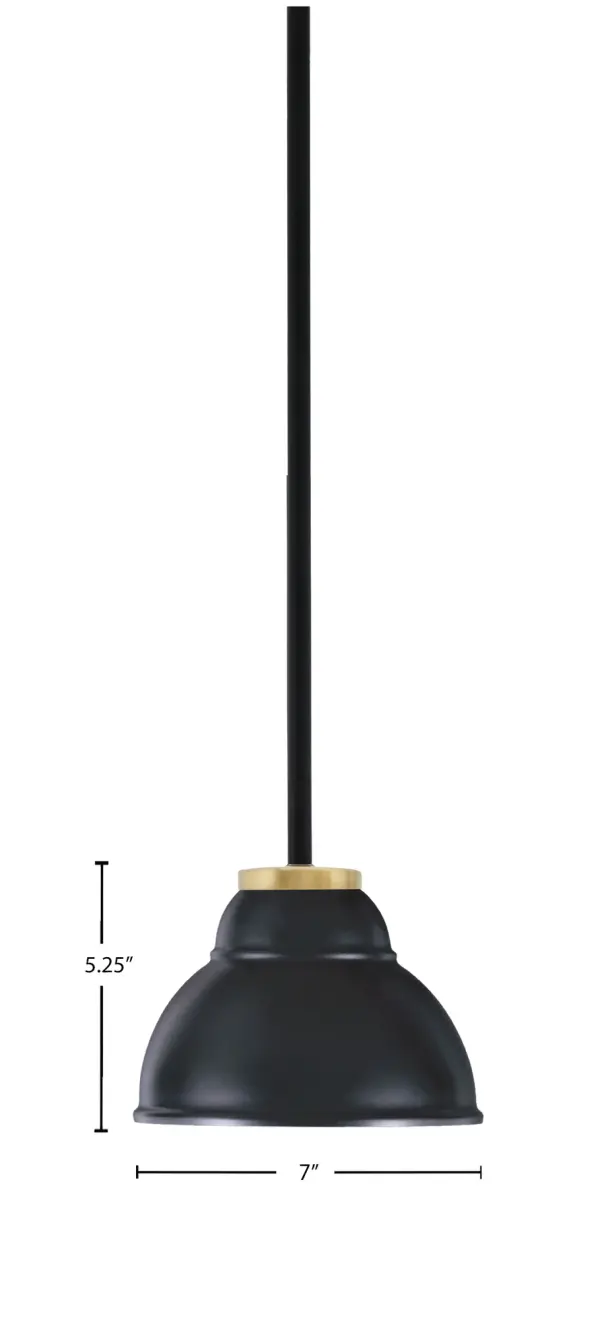 Sandia 1 Light Stem Mini Pendant in Matte Black & New Aged Brass - Image 2