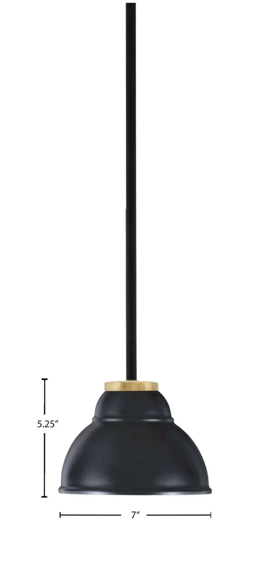 Sandia 1 Light Stem Mini Pendant in Matte Black & New Aged Brass - Image 2