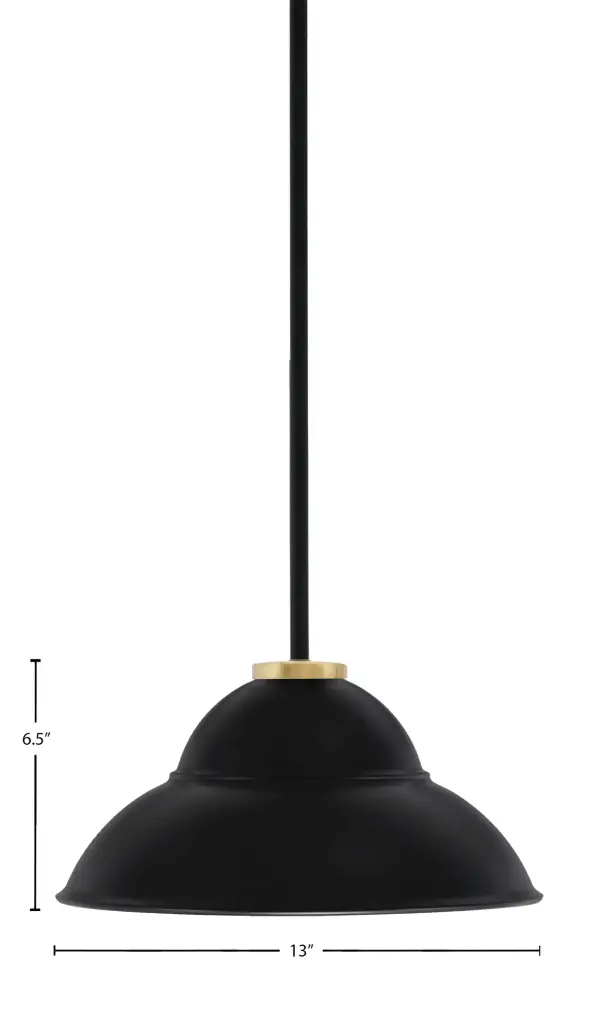 The Sandia pendant combines contemporary design with industrial charm through its matte black and aged brass finish. The 13-inch double bubble shade creates warm, focused lighting perfect for task areas and intimate spaces. - alternate view