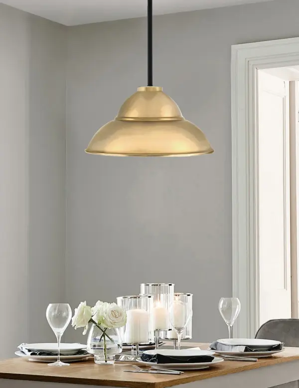 Sandia 1 Light Stem Pendant with Double Bubble Metal Shade - Image 3