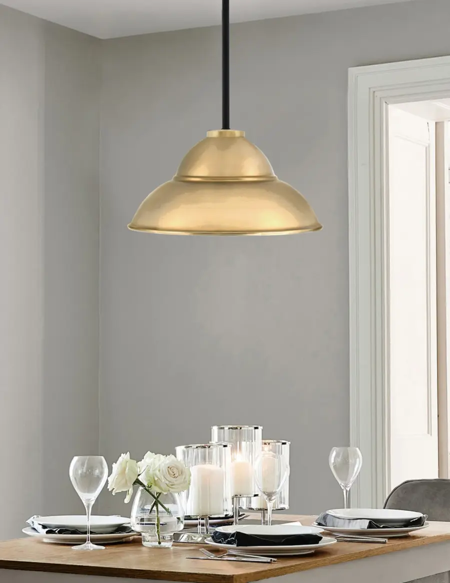 Sandia 1 Light Stem Pendant with Double Bubble Metal Shade - Image 3