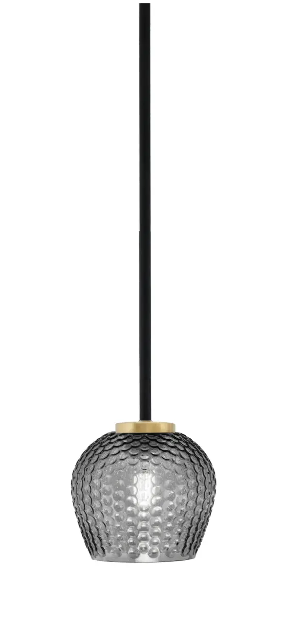 Sandia 1 Light Stem Mini Pendant with Smoke Textured Glass - Image 1