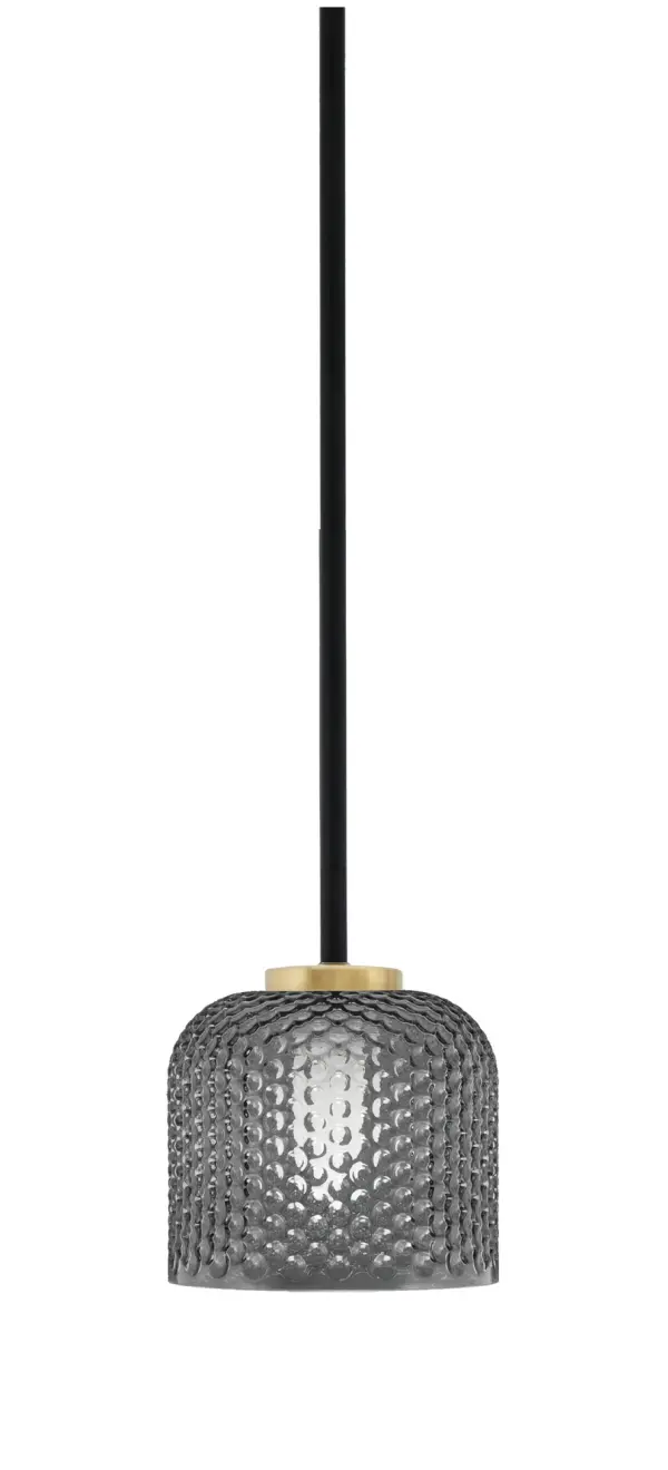 Sandia 1 Light Stem Mini Pendant with Smoke Textured Glass - Image 1