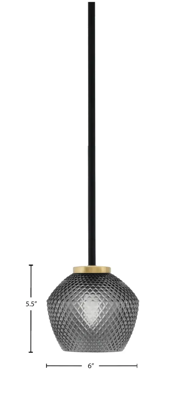 Sandia 1-Light Mini Pendant with Smoke Textured Glass - Image 2