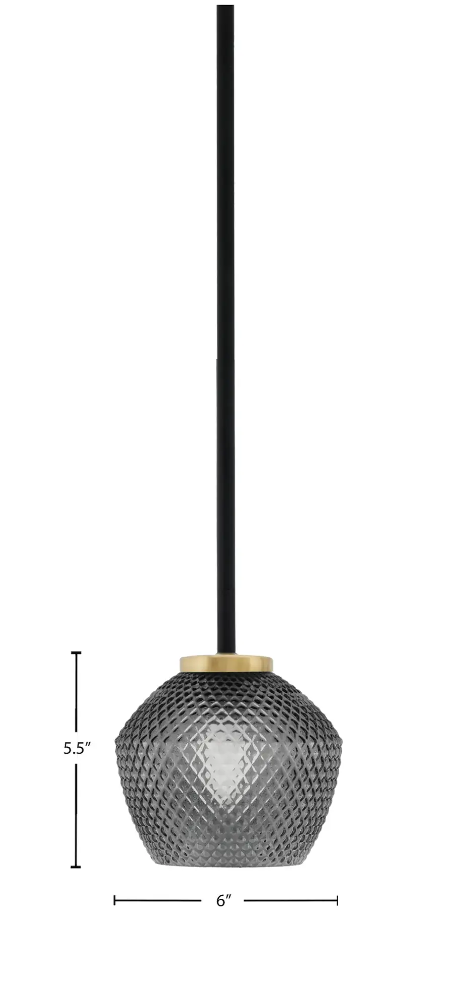 Sandia 1-Light Mini Pendant with Smoke Textured Glass - Image 2