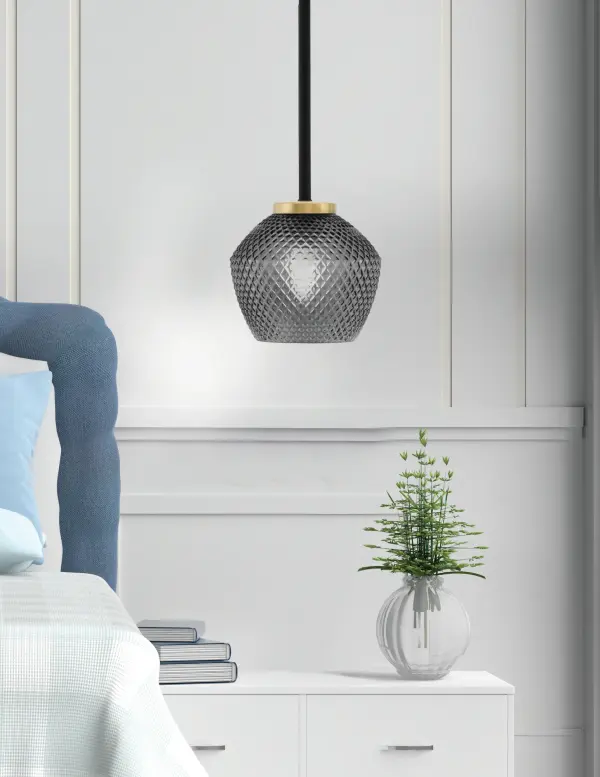 Sandia 1-Light Mini Pendant with Smoke Textured Glass - Image 3