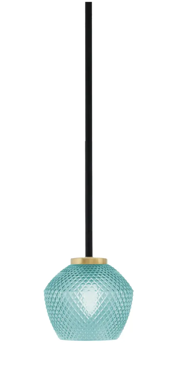 Sandia 1 Light Mini Pendant with Turquoise Glass - Image 1