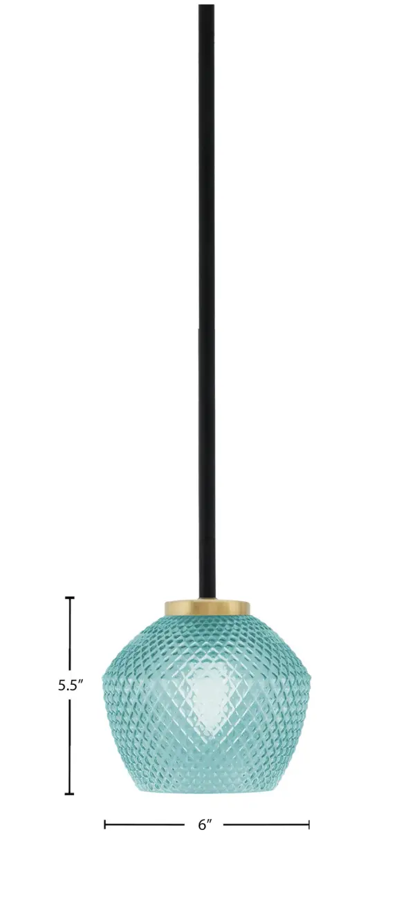Sandia 1 Light Mini Pendant with Turquoise Glass - Image 2