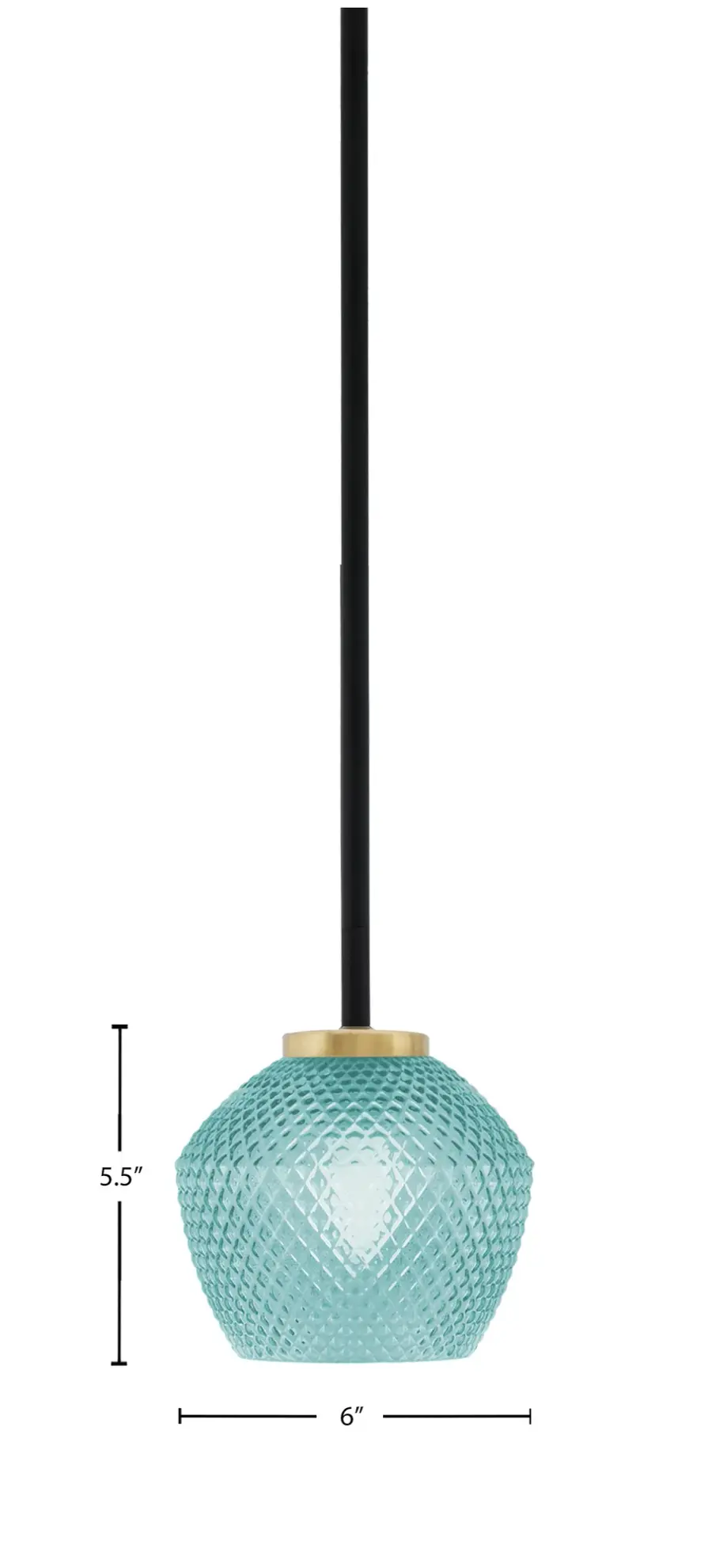 Sandia 1 Light Mini Pendant with Turquoise Glass - Image 2