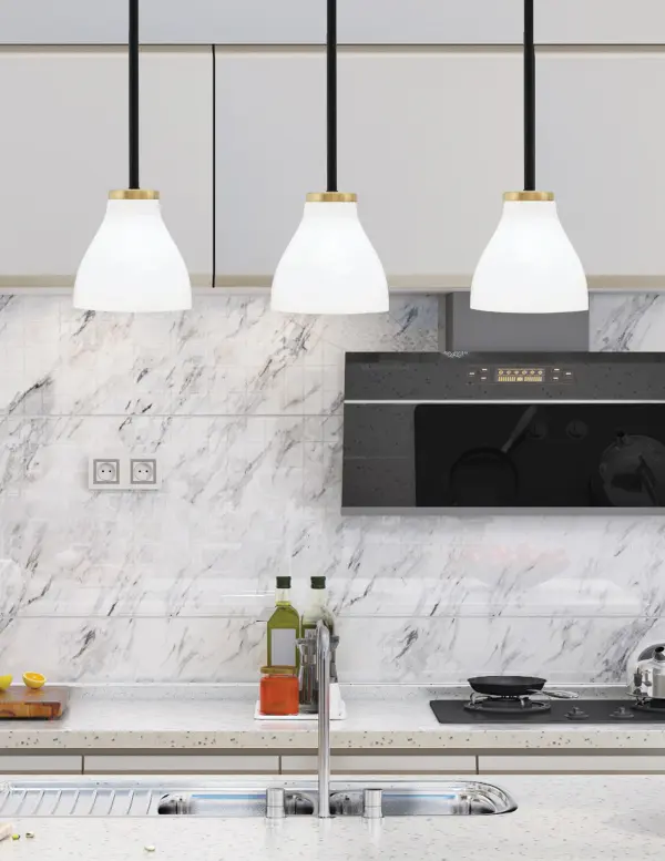 Sandia 1 Light Mini Pendant with White Marble Glass - Image 3