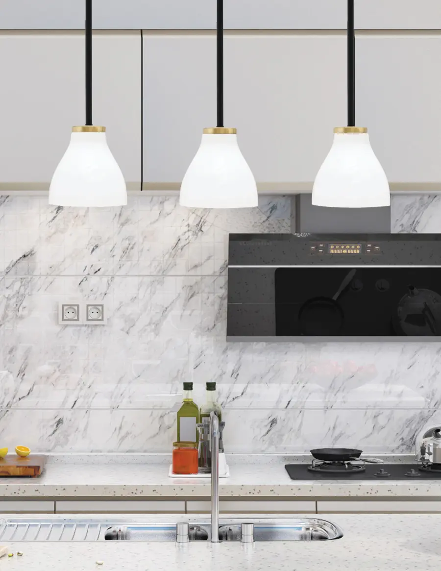 Sandia 1 Light Mini Pendant with White Marble Glass - Image 3