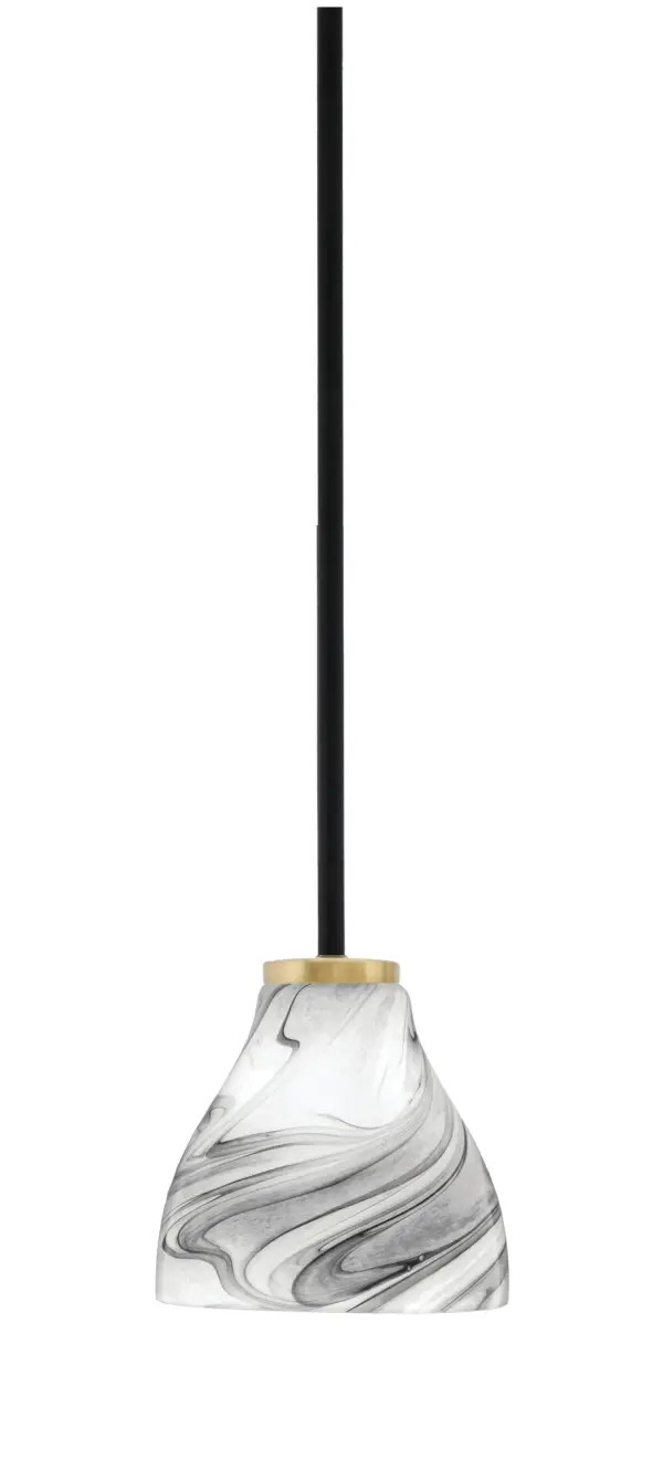 Sandia 1-Light Mini Pendant with Onyx Swirl Glass - Image 1