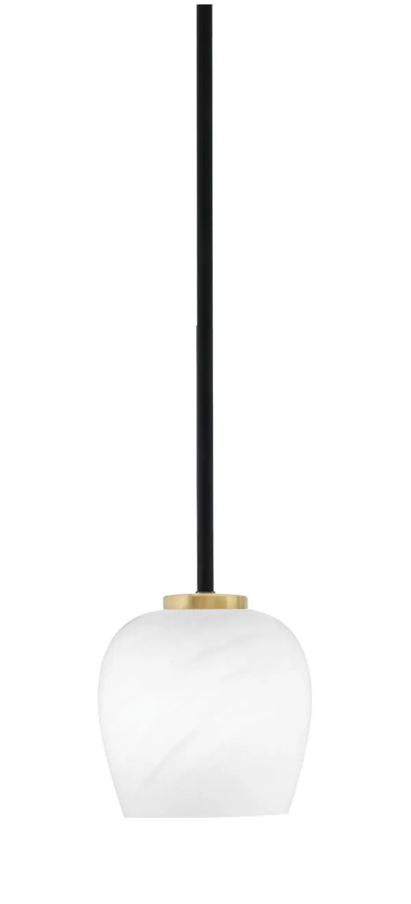 Sandia 1 Light Mini Pendant with White Marble Glass - Image 1
