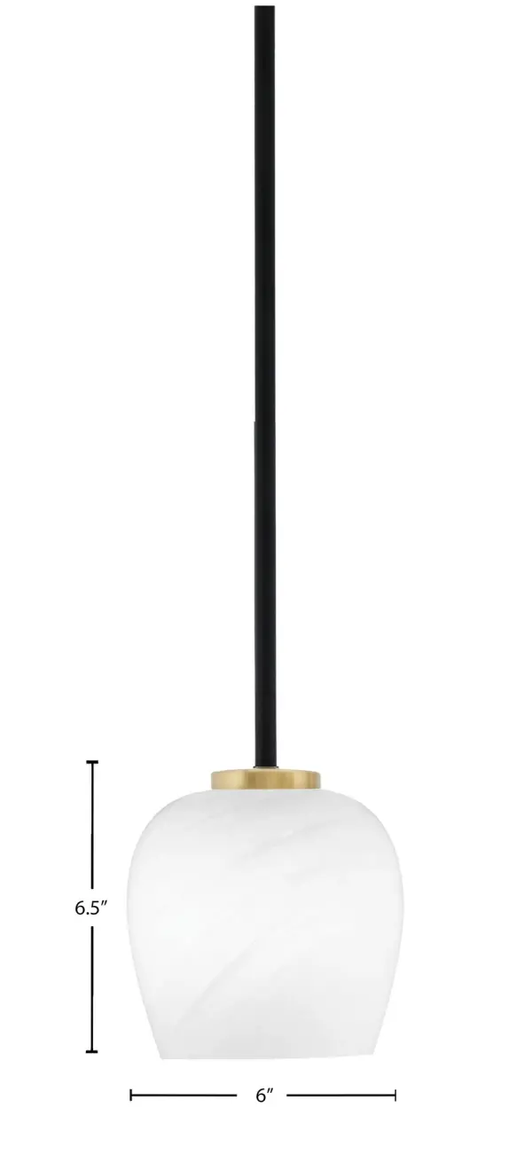Sandia 1 Light Mini Pendant with White Marble Glass - Image 2