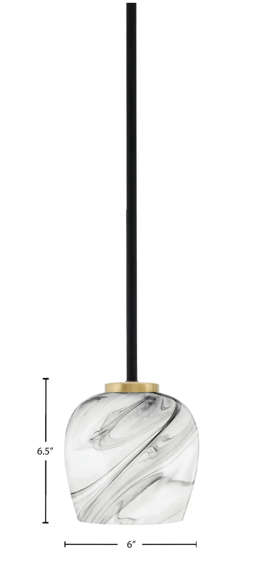 Sandia 1 Light Mini Pendant with Onyx Swirl Glass - Image 2
