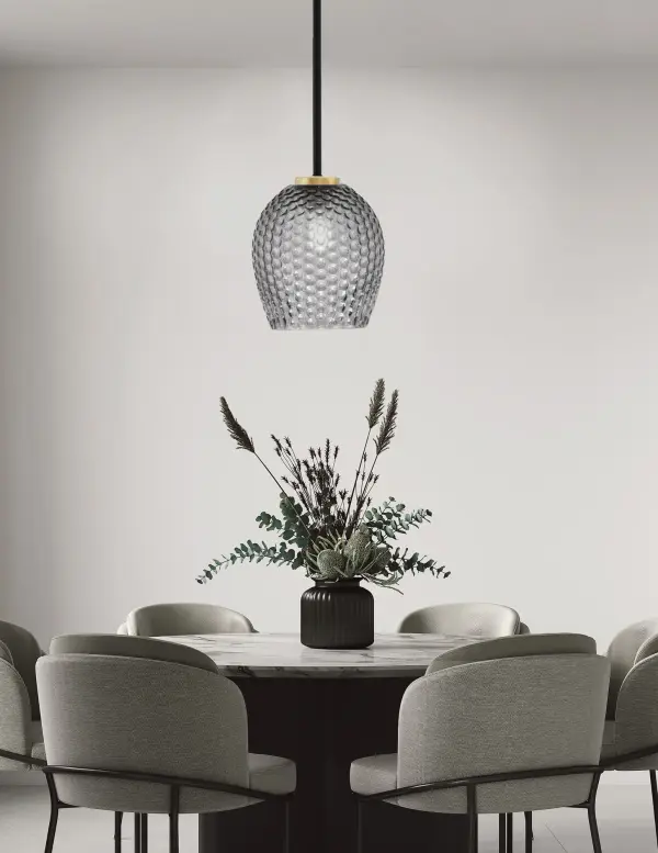 Sandia 1 Light Stem Mini Pendant with Smoke Textured Glass - Image 3