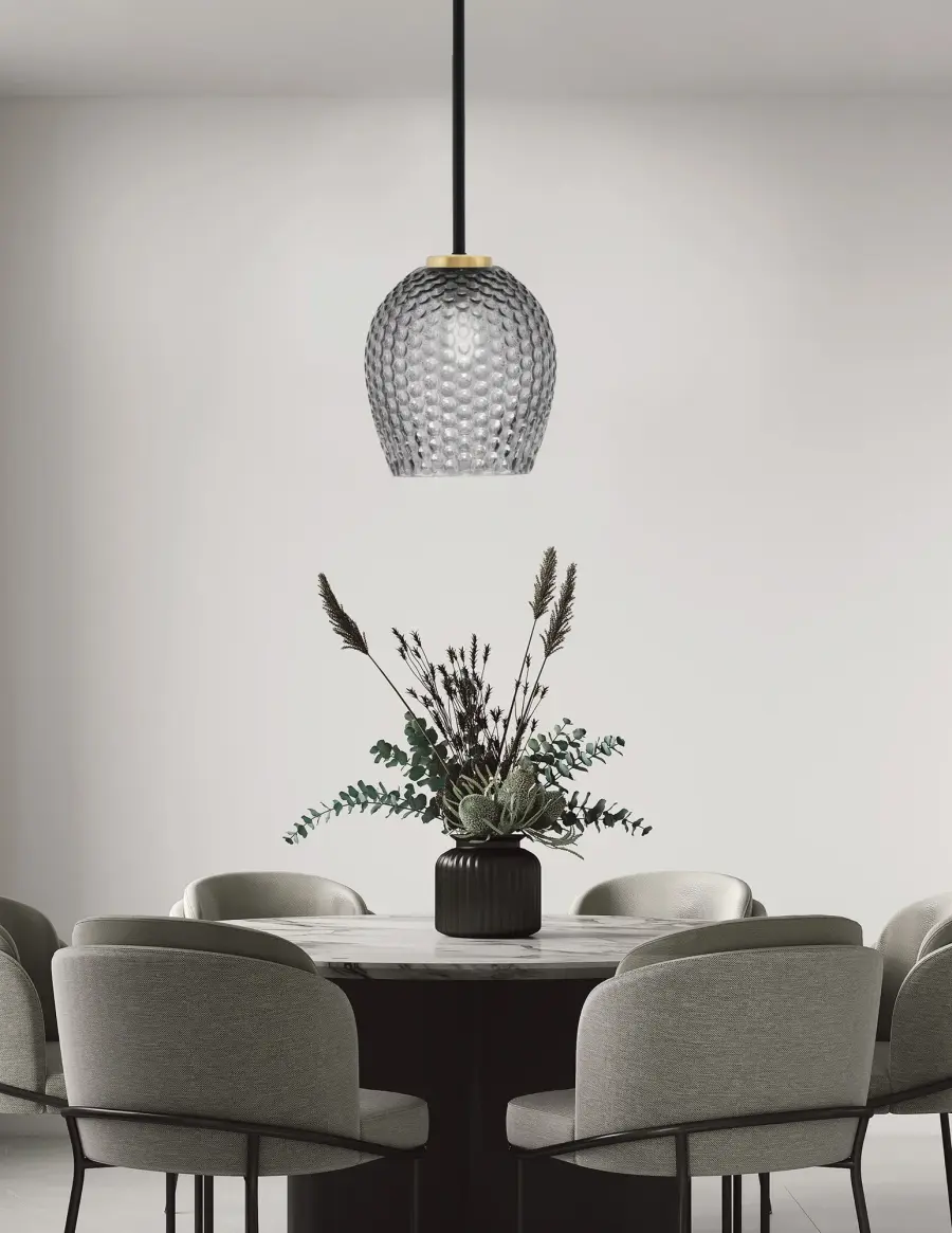 Sandia 1 Light Stem Mini Pendant with Smoke Textured Glass - Image 3