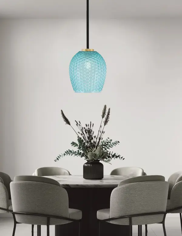Sandia 1 Light Mini Pendant with Turquoise Glass - Image 3