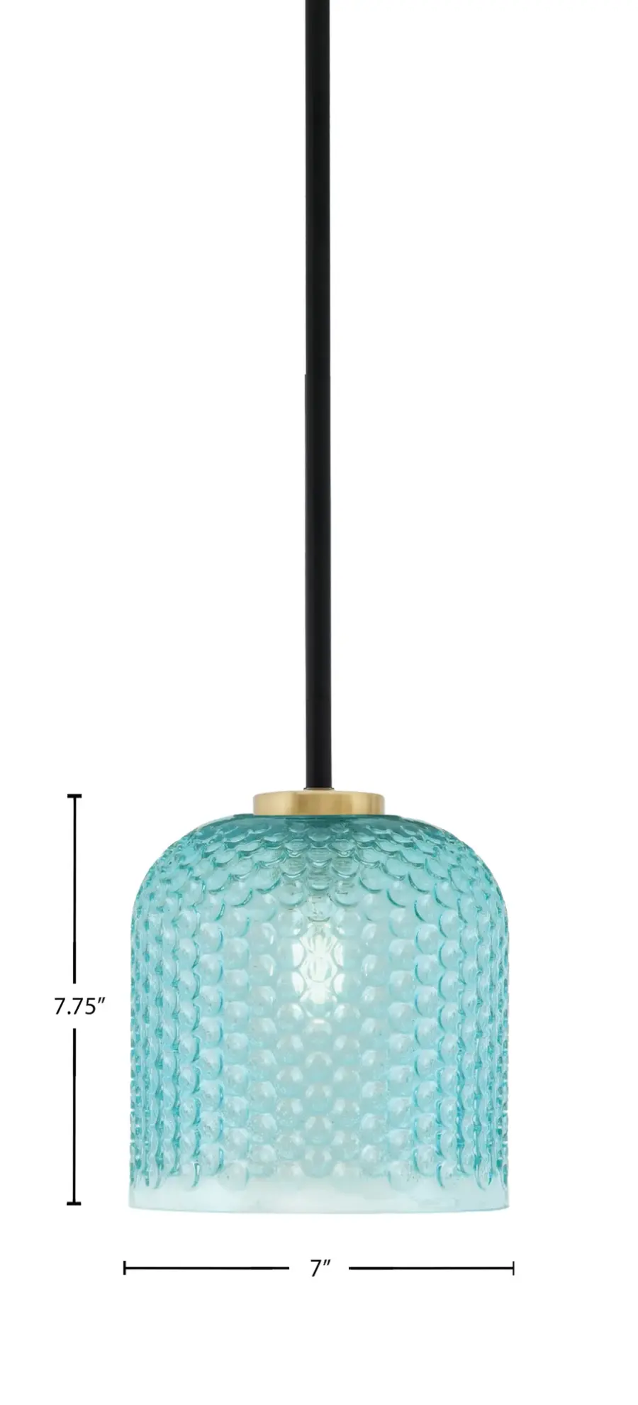 Sandia 1 Light Mini Pendant with Turquoise Glass - Image 2