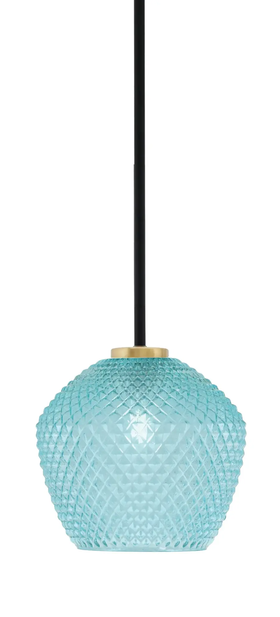 Sandia 1 Light Mini Pendant with Turquoise Glass - Image 1