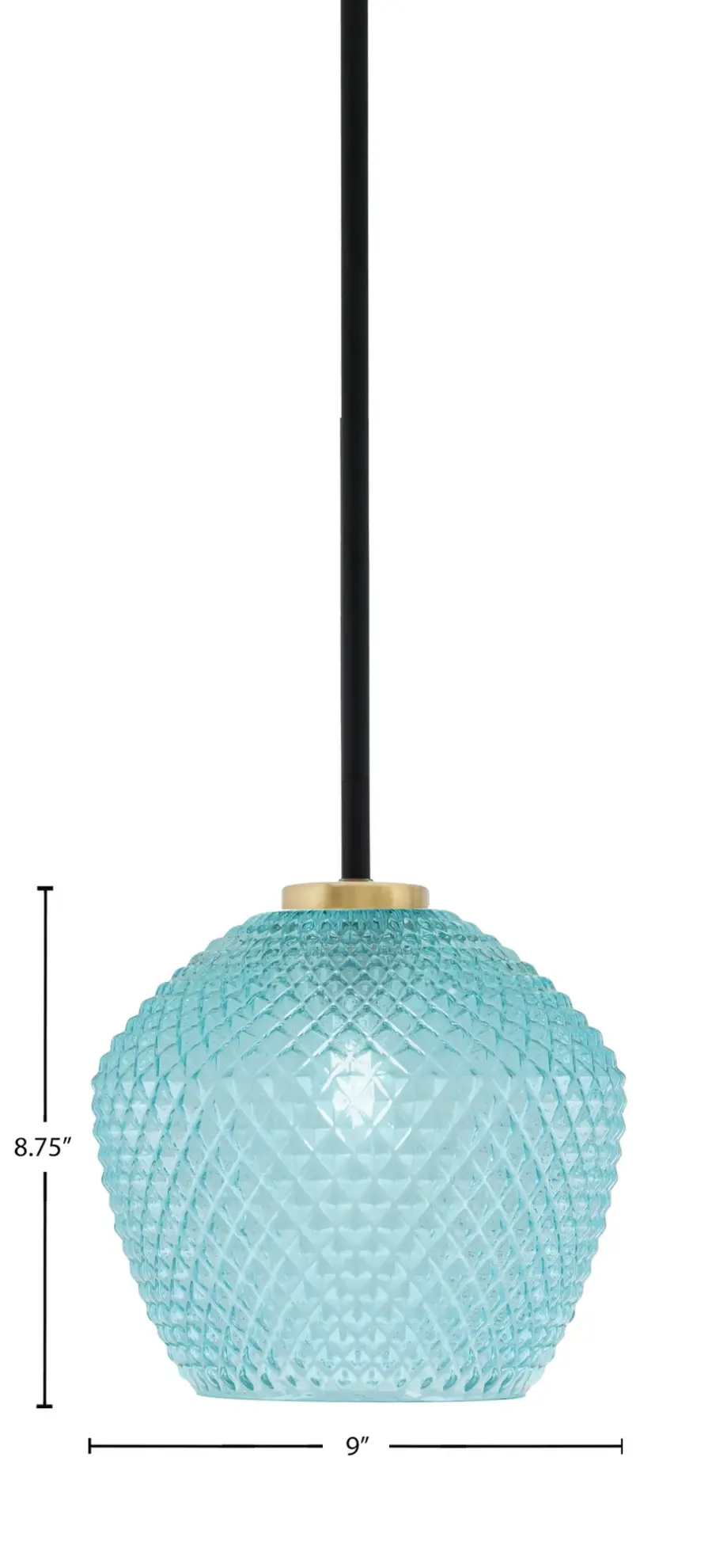 Sandia 1 Light Mini Pendant with Turquoise Glass - Image 2