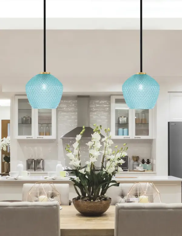 Sandia 1 Light Mini Pendant with Turquoise Glass - Image 3