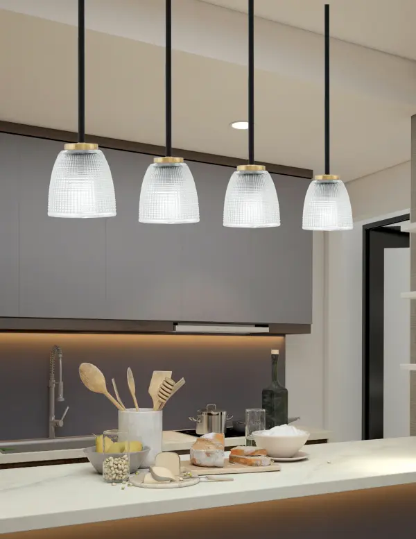 Sandia 1 Light Mini Pendant with Clear Ribbed Glass - Image 3
