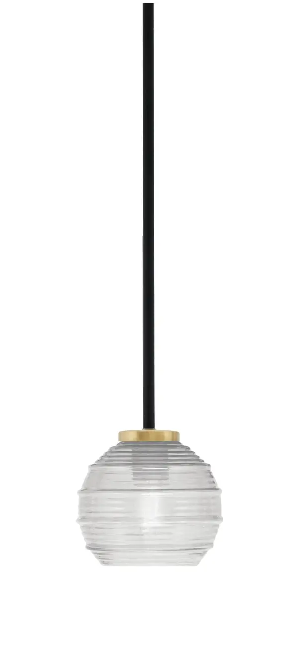 Sandia 1-Light Mini Pendant with Clear Ribbed Glass - Image 1
