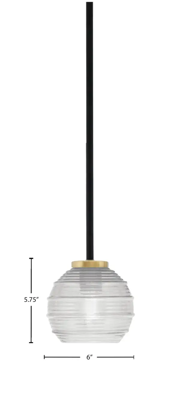 Sandia 1-Light Mini Pendant with Clear Ribbed Glass - Image 2