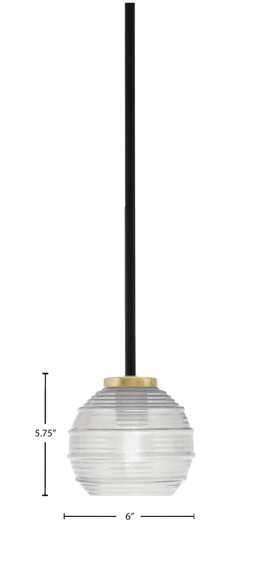 Sandia 1-Light Mini Pendant with Clear Ribbed Glass - Image 2
