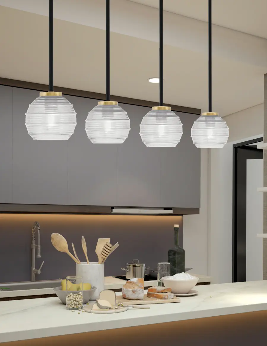 Sandia 1-Light Mini Pendant with Clear Ribbed Glass - Image 3