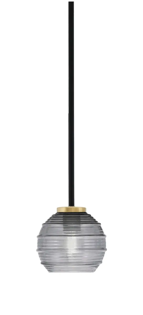 Sandia 1 Light Stem Mini Pendant with Smoke Ribbed Glass - Image 1