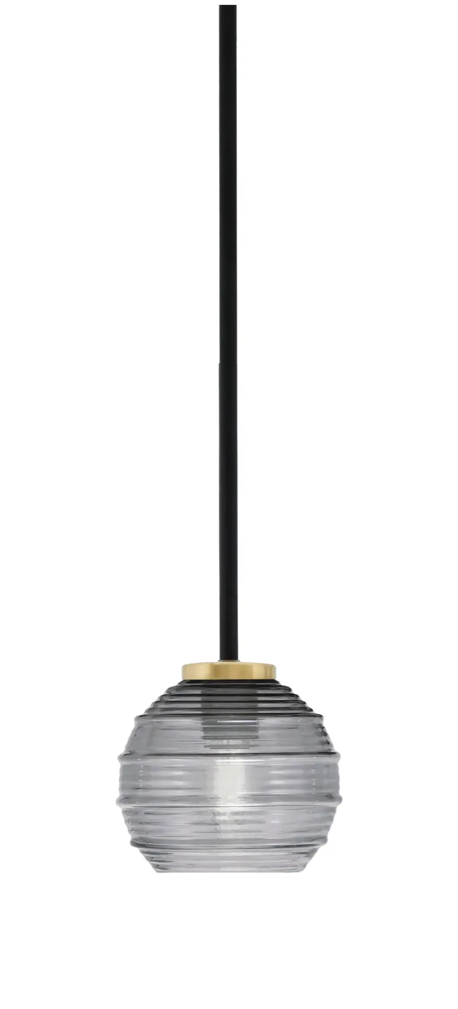 Sandia 1 Light Stem Mini Pendant with Smoke Ribbed Glass - Image 1
