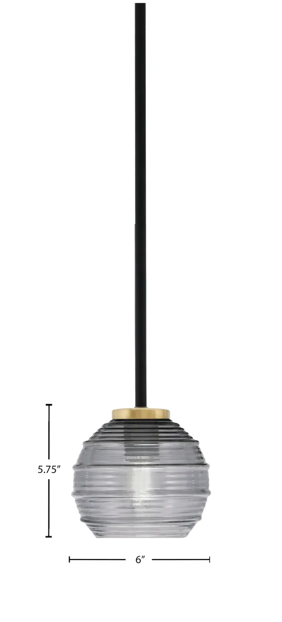 Sandia 1 Light Stem Mini Pendant with Smoke Ribbed Glass - Image 2
