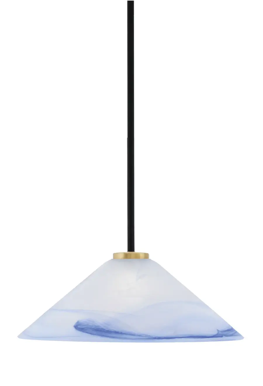 Sandia 1 Light Stem Pendant with Blue Swirl Glass - Image 1