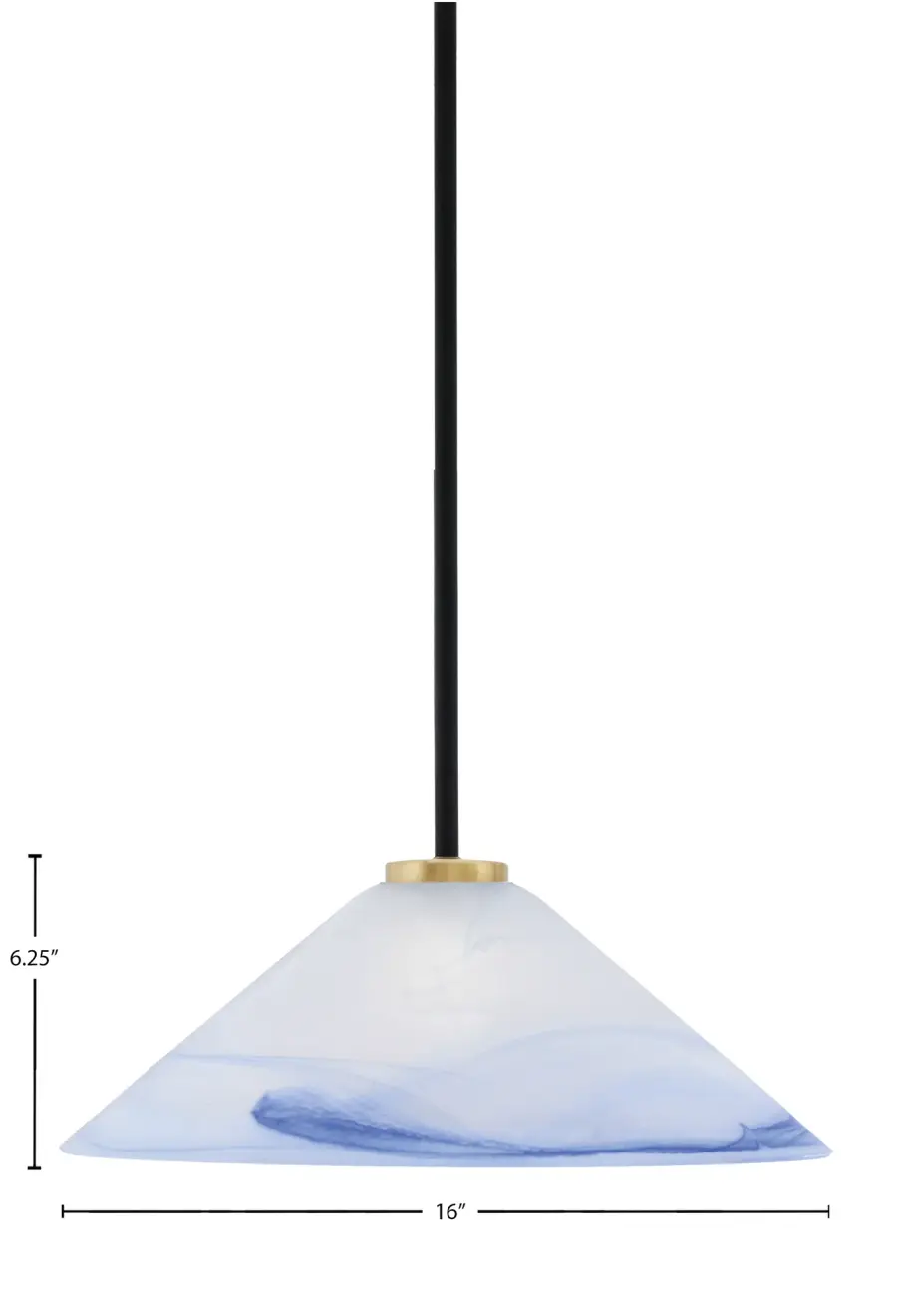 Sandia 1 Light Stem Pendant with Blue Swirl Glass - Image 2