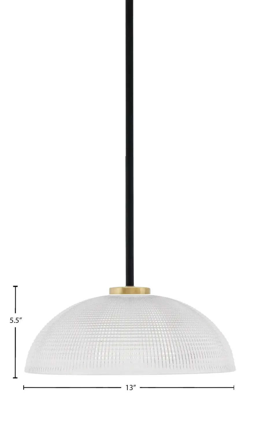 Sandia 1 Light Stem Pendant with Clear Ribbed Glass - Image 2