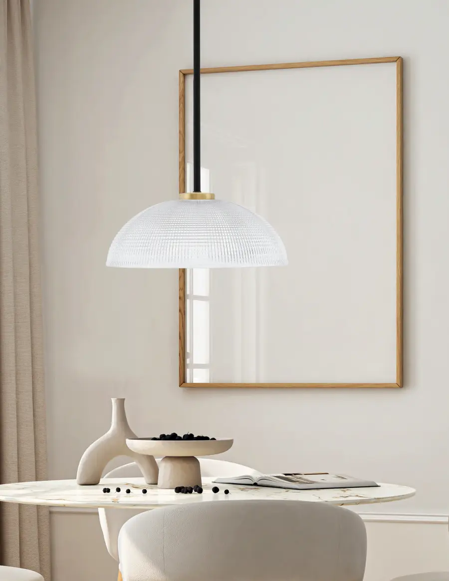 Sandia 1 Light Stem Pendant with Clear Ribbed Glass - Image 3