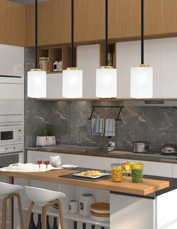 Compact Two-Tone Mini Pendant with Elegant Marble Glass Shade - Image 3