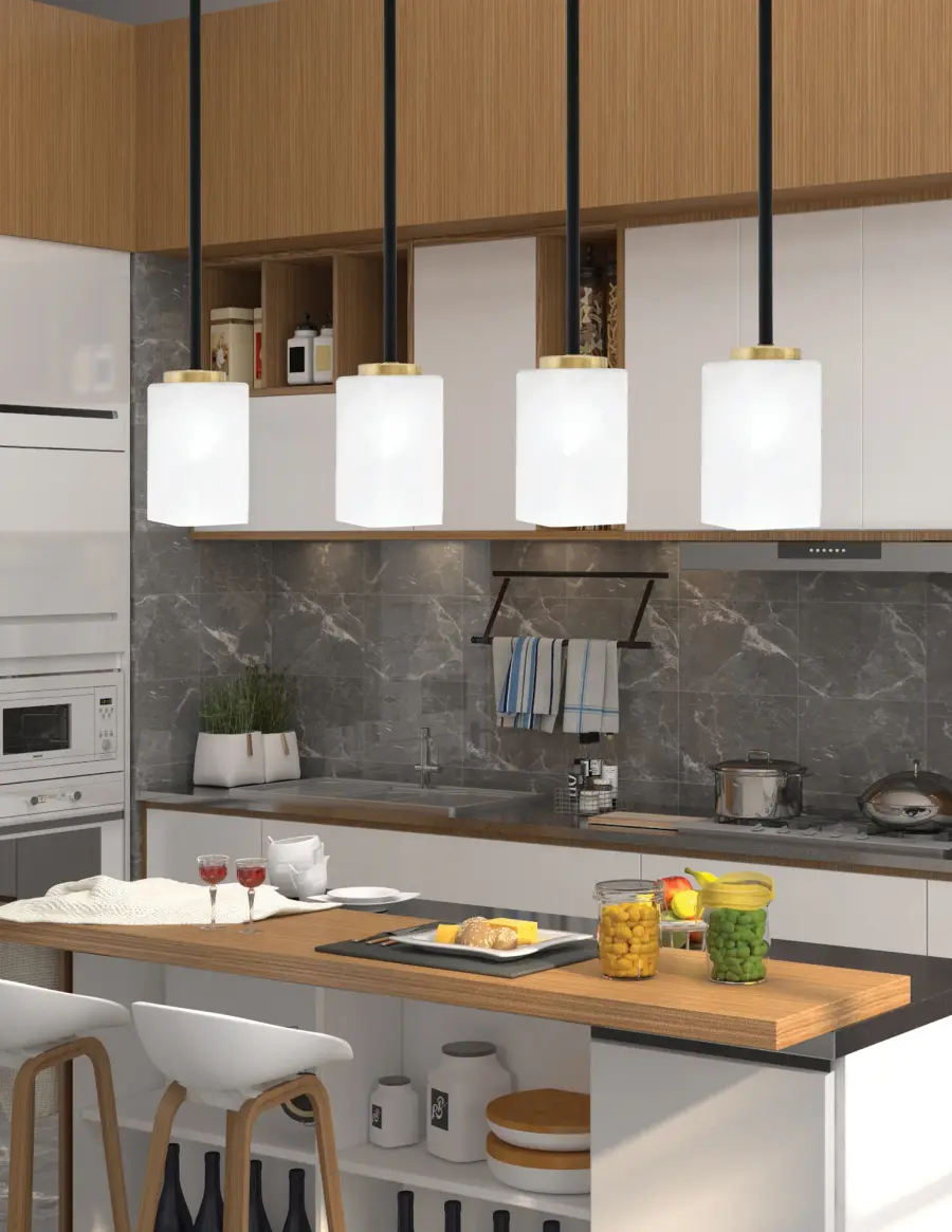 Compact Two-Tone Mini Pendant with Elegant Marble Glass Shade - Image 3