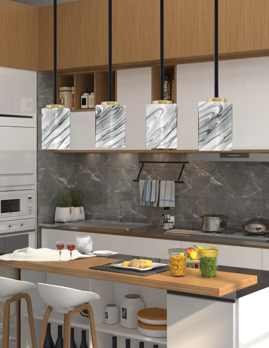 Sandia 1 Light Mini Pendant with Onyx Swirl Glass - Image 3