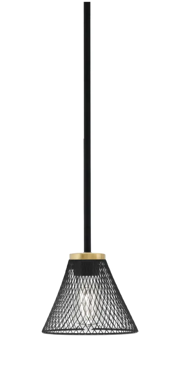 Compact Industrial Pendant with Mesh Shade and Adjustable Height