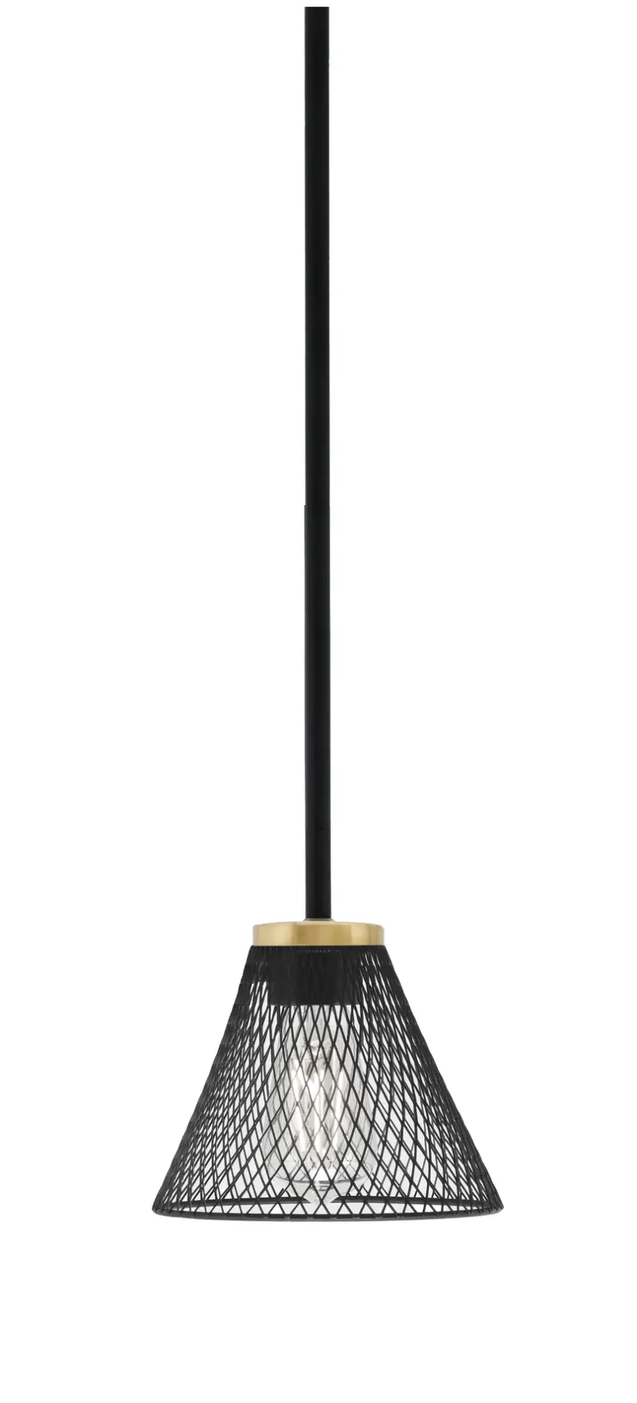 Compact Industrial Pendant with Mesh Shade and Adjustable Height