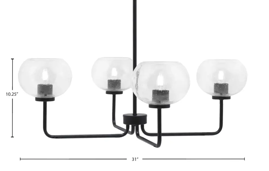 Sandia 4-Light Chandelier with Clear Bubble Glass - Image 2