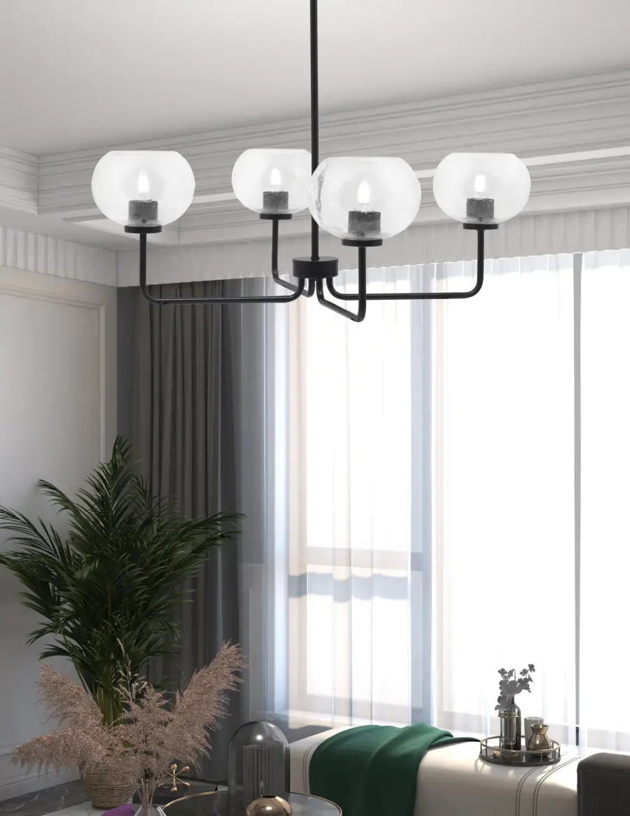 Sandia 4-Light Chandelier with Clear Bubble Glass - Image 3