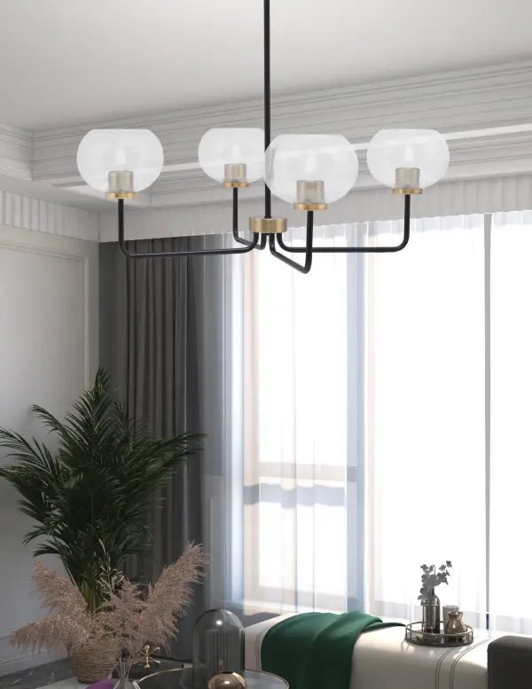 Sandia 4-Light Chandelier with Clear Bubble Glass - Image 3