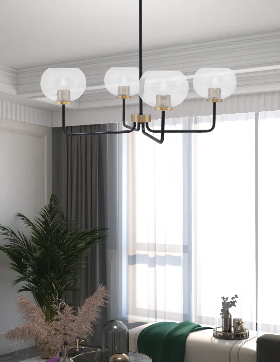 Sandia 4-Light Chandelier with Clear Bubble Glass - Image 3